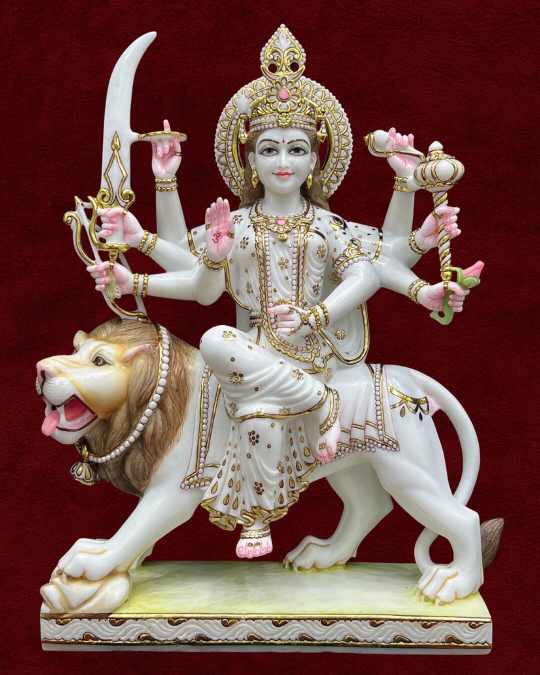 Marble Durga Mata Divine Strength - Beautiful Goddess Moorti Premium Makrana Stone Temple Art